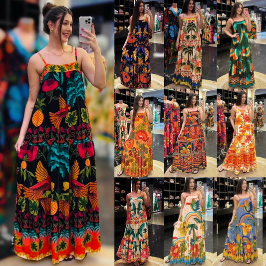 🔥2024-es új ujjatlan, nagy szegélyű hosszú pántos ruha