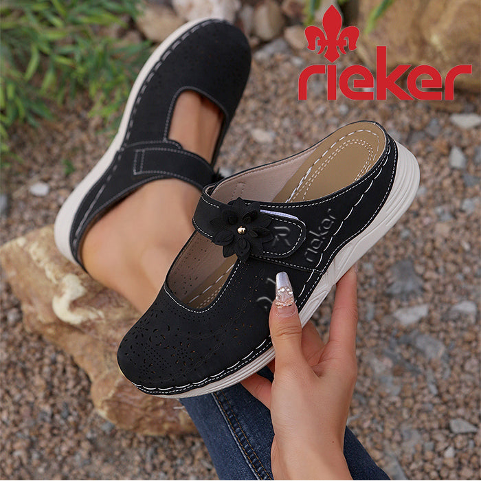 💕Új RIEKER 2025---Virágos, kényelmes szandál vastag sarokkal és éktalppal