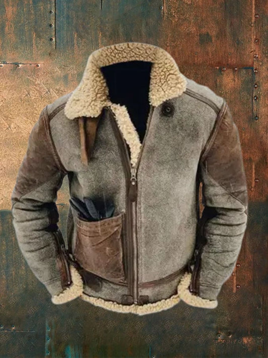 Férfi Retro, vastagított hajtóka kontrasztkabát