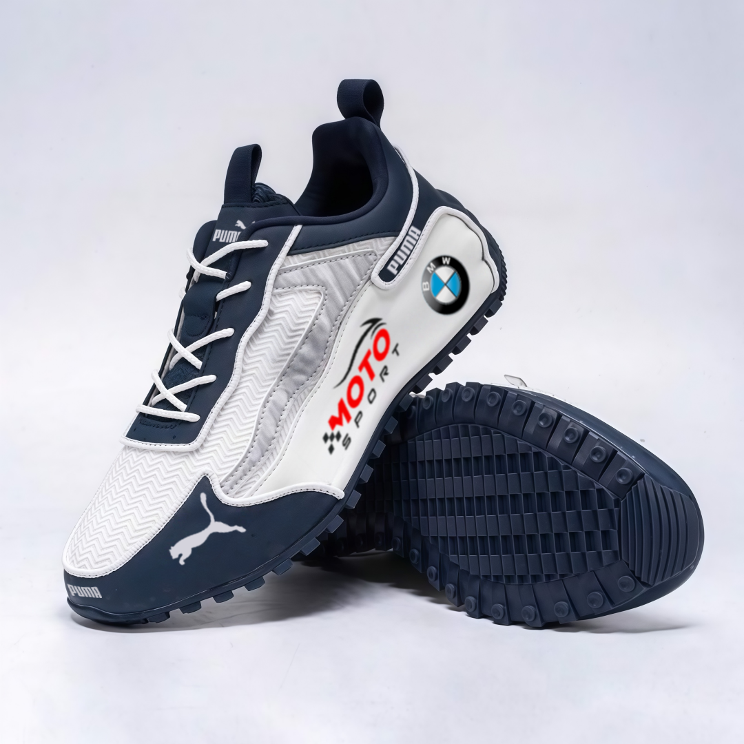 Puma versenystílusú cipők, amelyek a Moto Sport és a BMW elemeit ötvözik.