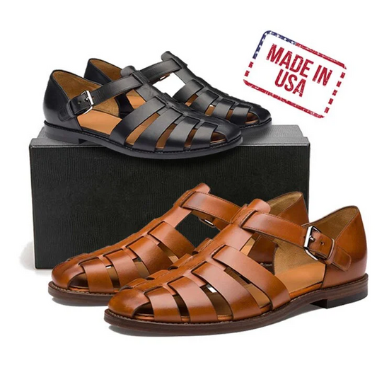 Bőr férfi szandálok (ingyenes szállítás)