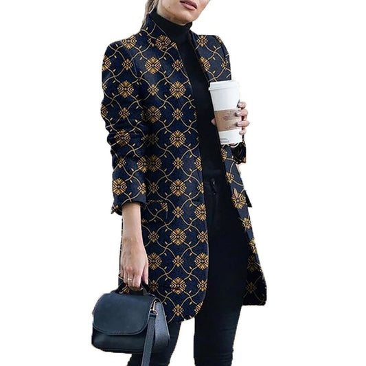 Őszi-téli nyomott gallér és stílusos kabát