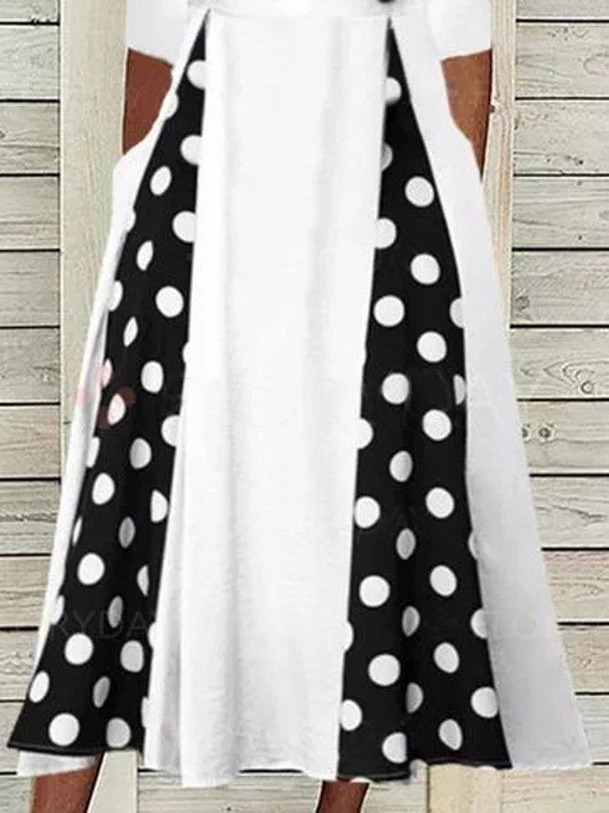 Alkalmi, négyszögletes nyakú pöttyös szövésű ruha