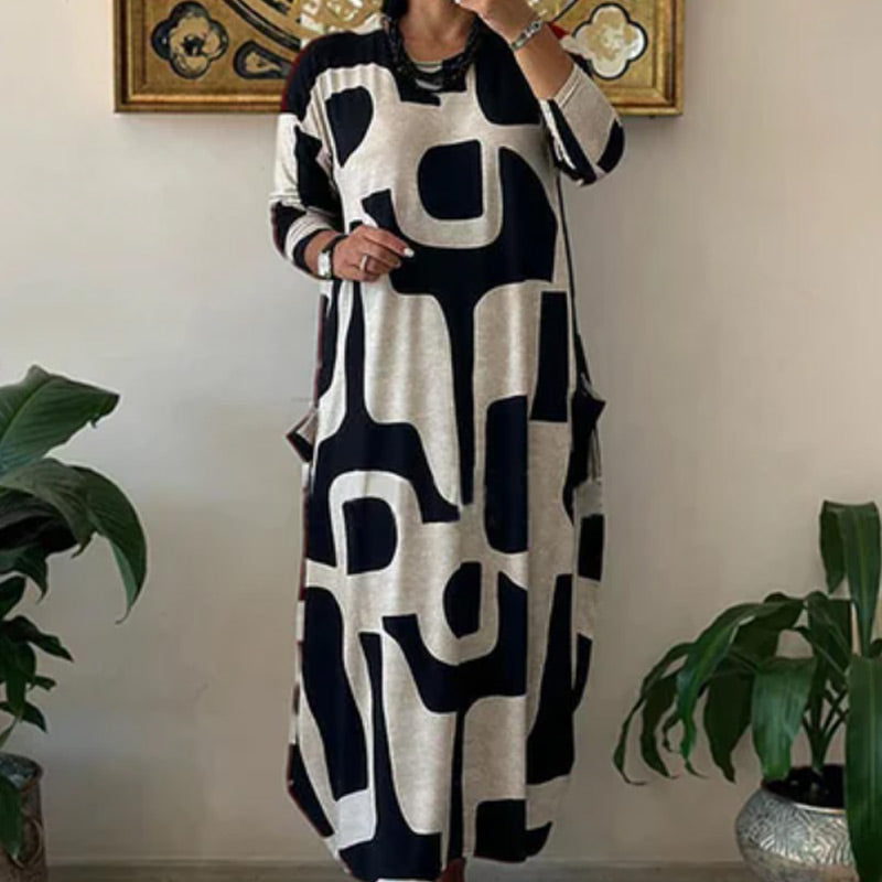 ✨Női hosszú ujjú ruha mintával