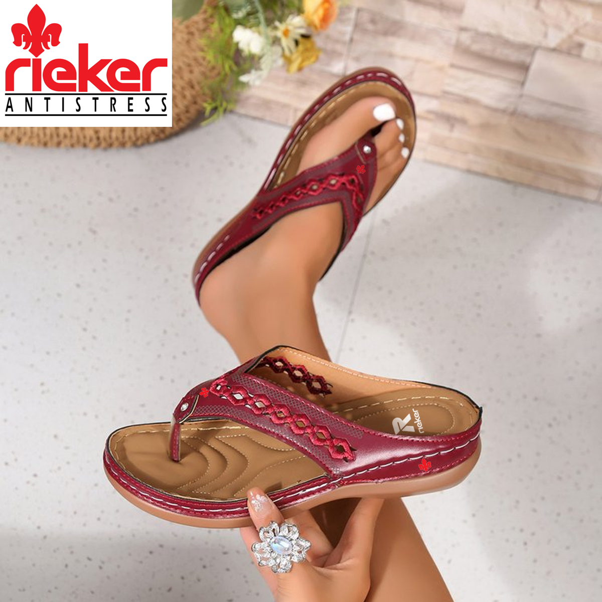 Rieker® női bőr ortopéd masszázscipő