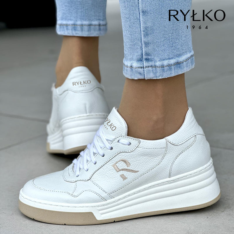 FÉNYES FEHÉR NŐI tornacipő VALÓDI BŐRBŐL