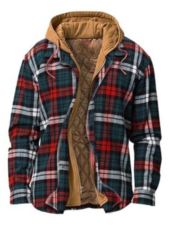 WEBHELYEM  Férfi őszi, téli kapucnis, vastagított cipzáras hamis kétrészes bélelt dzseki