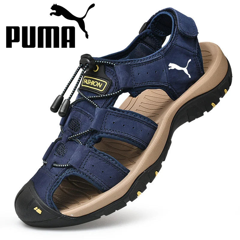 PUMA® borjúbőr, kézzel varrott szandál