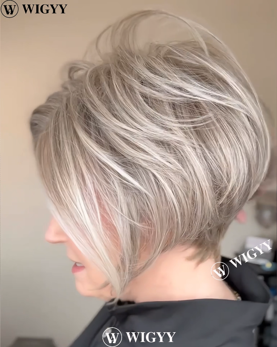 Wigyy Sleek Grey Straight Bob paróka