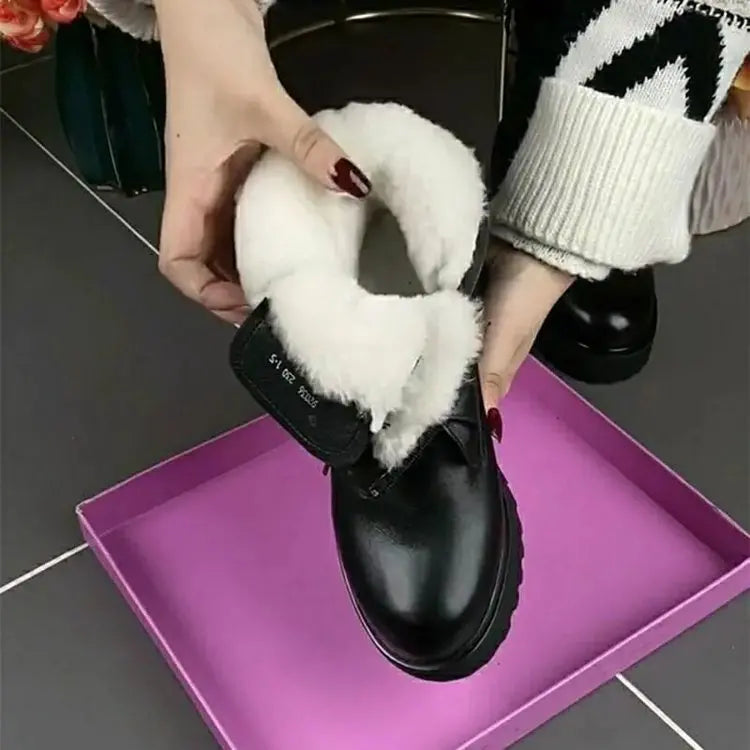 💥【45% OFF】【35-40】2024 új téli csizma kasmír bőrből, vastagított vízálló pamut anyagból