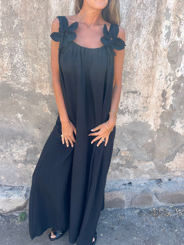 💕Egyszínű női ruha virágmintával, U-alakú nyakkivágással