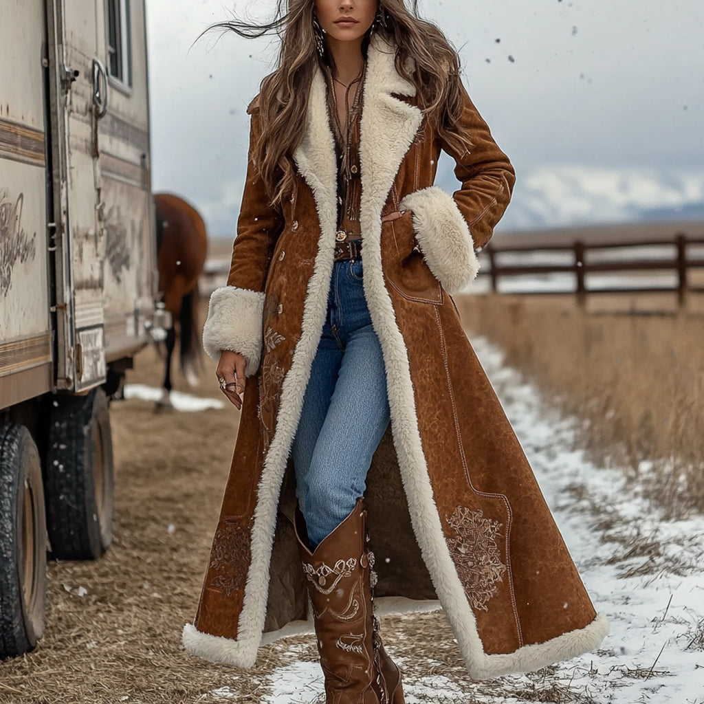 Vintage női nyugati stílusú kabát plüss őszi és téli meleg azték etnikai kabát