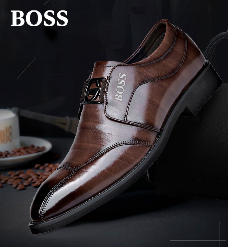 BOSS® bőrcipő hímzett orrral