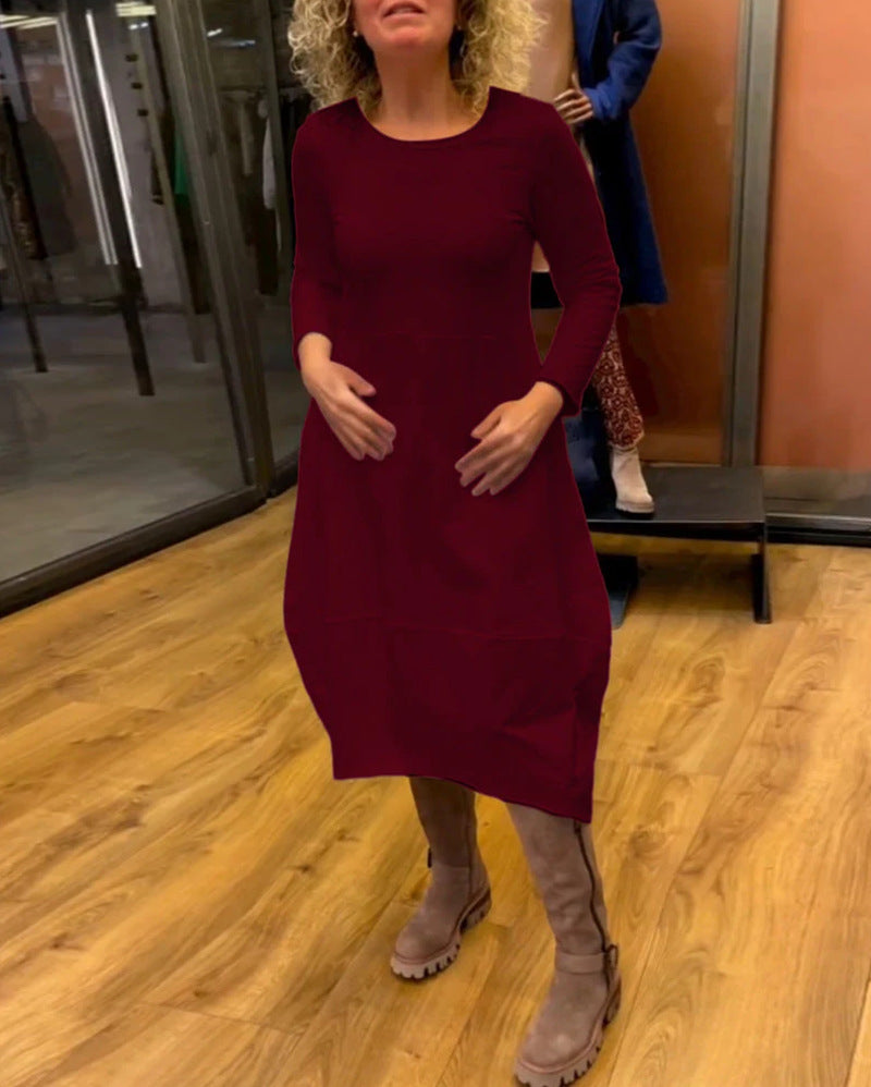 👗✨[S-3XL]Egyszínű hálós hosszú ruha