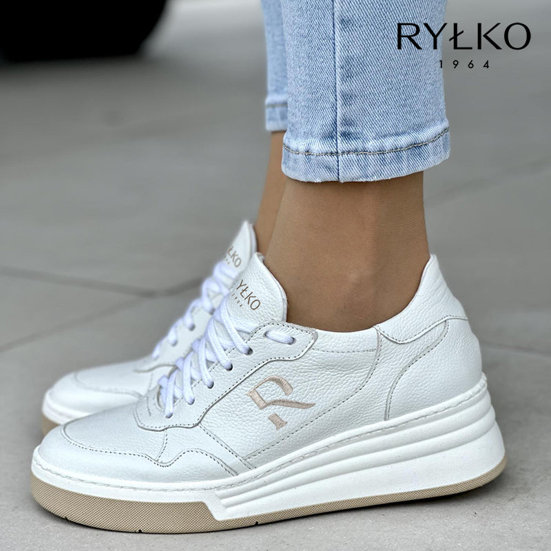 FÉNYES FEHÉR NŐI tornacipő VALÓDI BŐRBŐL