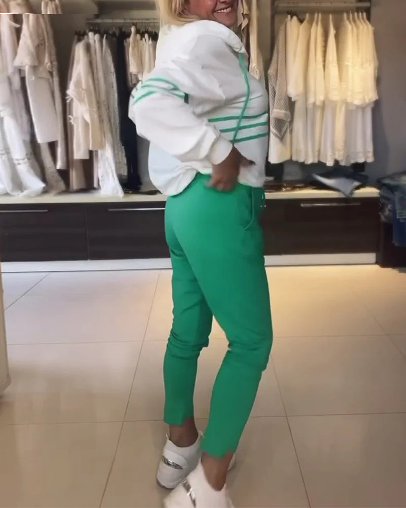 🔥Korlátozott ideig alacsony áron🔥Csíkos mintás pulóver szett