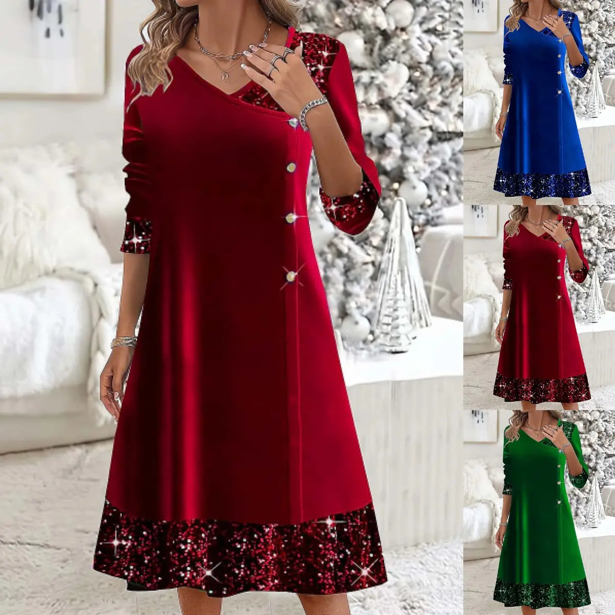 🔥🥰[S-5XL]Új divatos arany bársony ruha, kényelmes és meleg