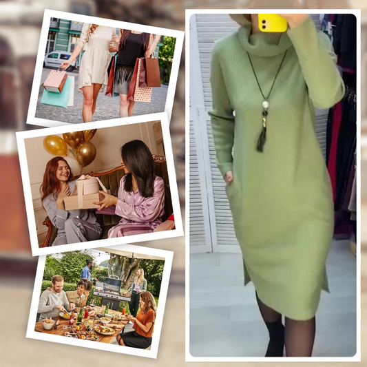 ✨DIVATOS ÖNBIZALOM👗 NŐI RUHA HOSSZÚ UJJÁVAL ÉS SZÉTTEL