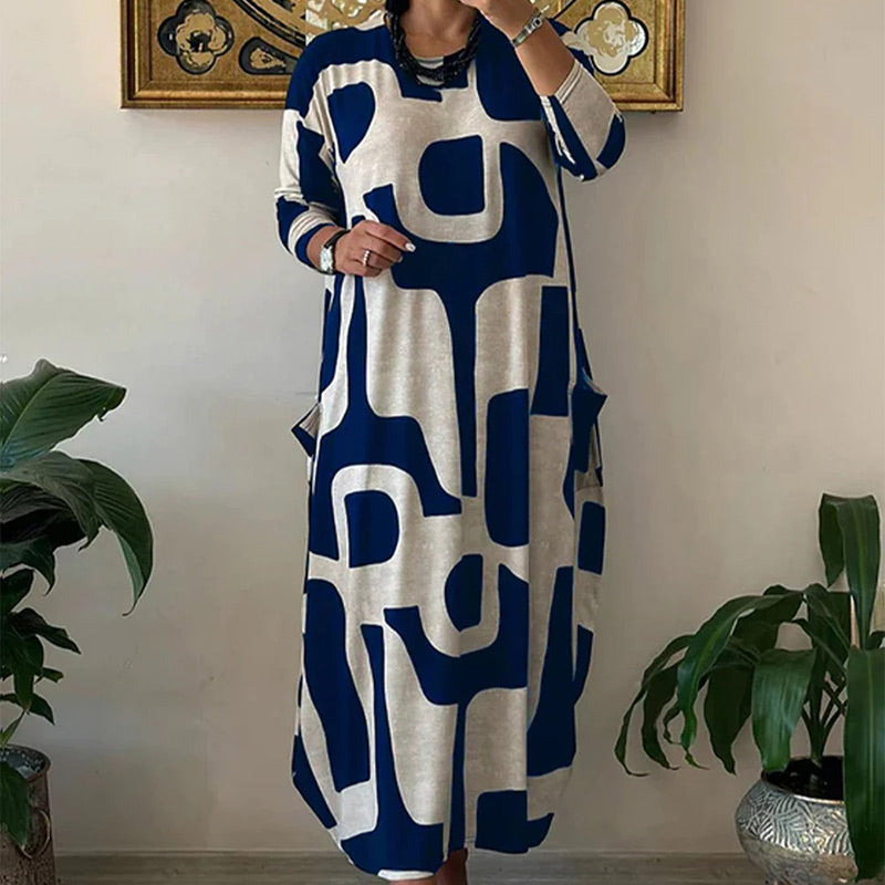 ✨Női hosszú ujjú ruha mintával