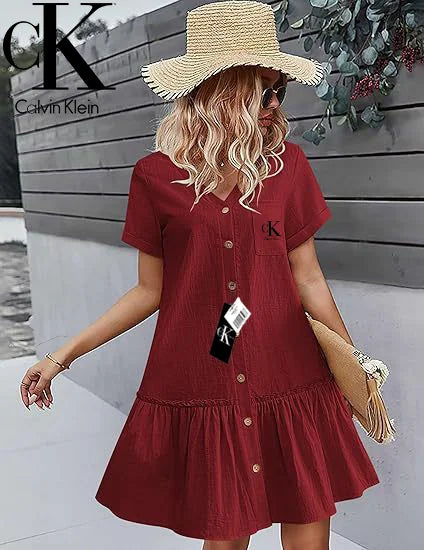 CALVIN KLEIN® Gombos V-nyakú Ruha