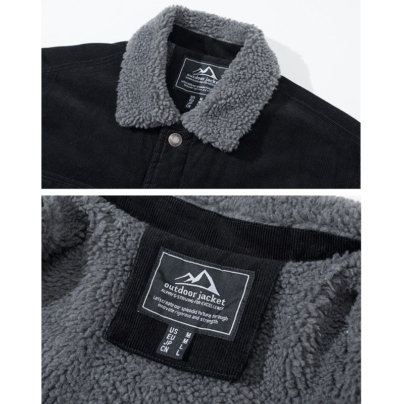 Men's Denim Corduroy Jacket with Wool Lining