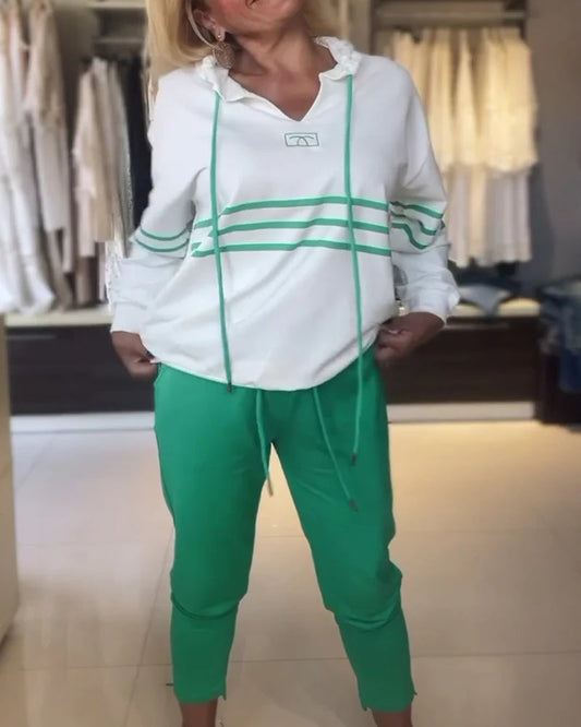 🔥Korlátozott ideig alacsony áron🔥Csíkos mintás pulóver szett