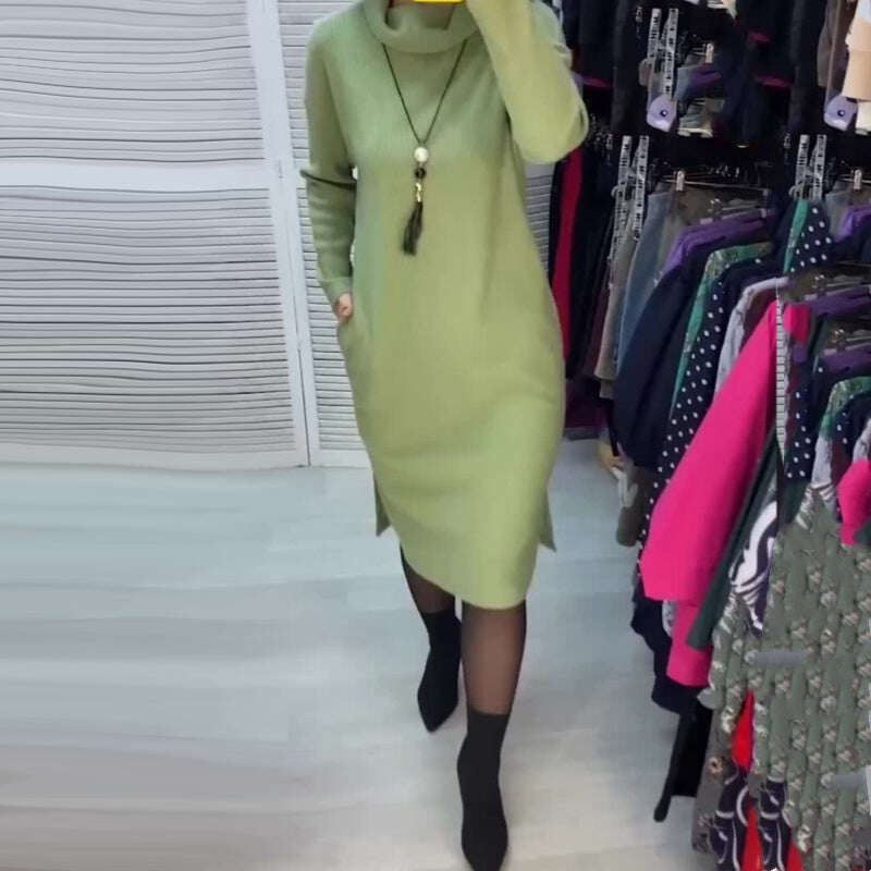 ✨DIVATOS ÖNBIZALOM👗 NŐI RUHA HOSSZÚ UJJÁVAL ÉS SZÉTTEL