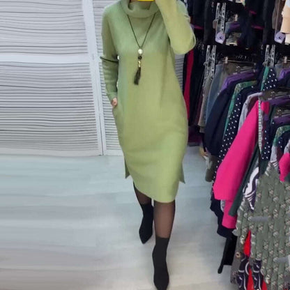 ✨DIVATOS ÖNBIZALOM👗 NŐI RUHA HOSSZÚ UJJÁVAL ÉS SZÉTTEL