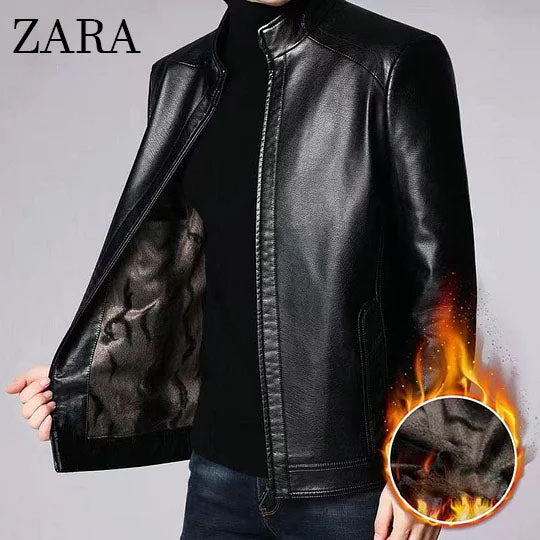 [ZARA] Meleg plüss bélésű bőrkabát férfiaknak!