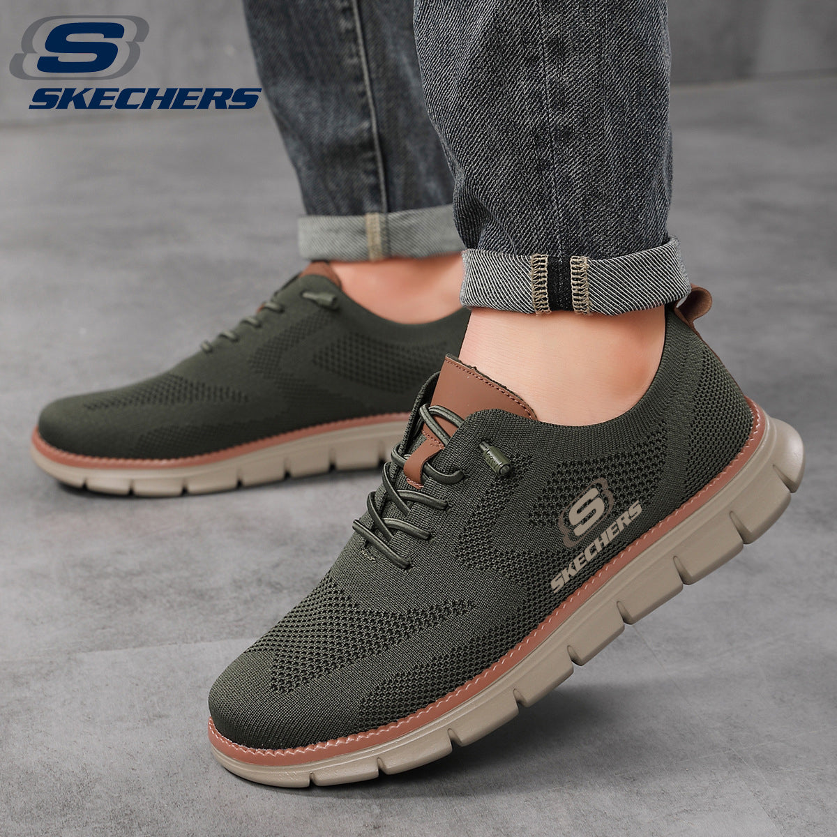 Új Skechers könnyű, fűzős mokaszinok, lezserek, lélegzőek és repülők