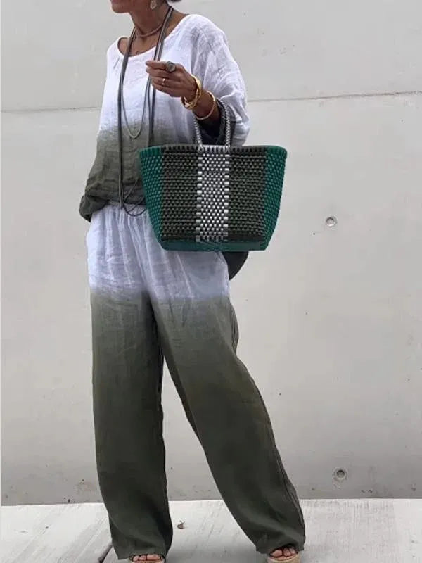 KÉT RÉSZES NŐI PAMUT ÉS VÉSZ ÁTMENETI SZÍNEKBEN