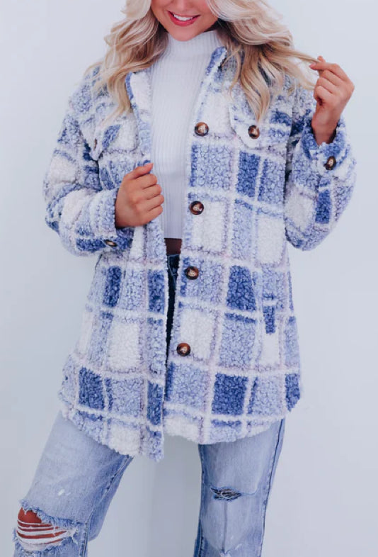 Retro kockás alkalmi Polar polár dzseki