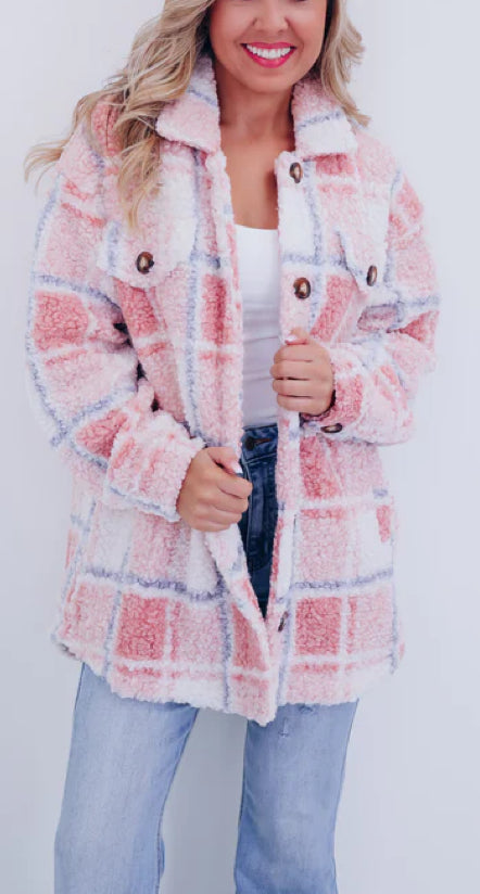 Retro kockás alkalmi Polar polár dzseki