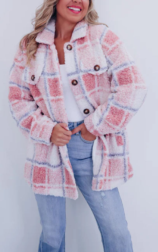 Retro kockás alkalmi Polar polár dzseki