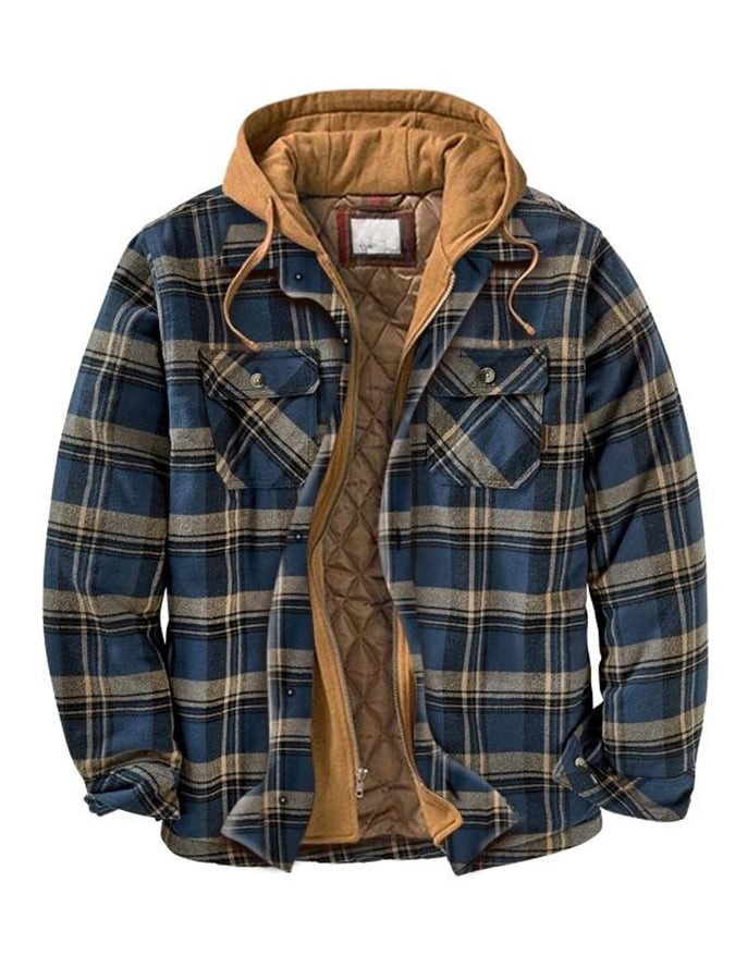 WEBHELYEM  Férfi őszi, téli kapucnis, vastagított cipzáras hamis kétrészes bélelt dzseki