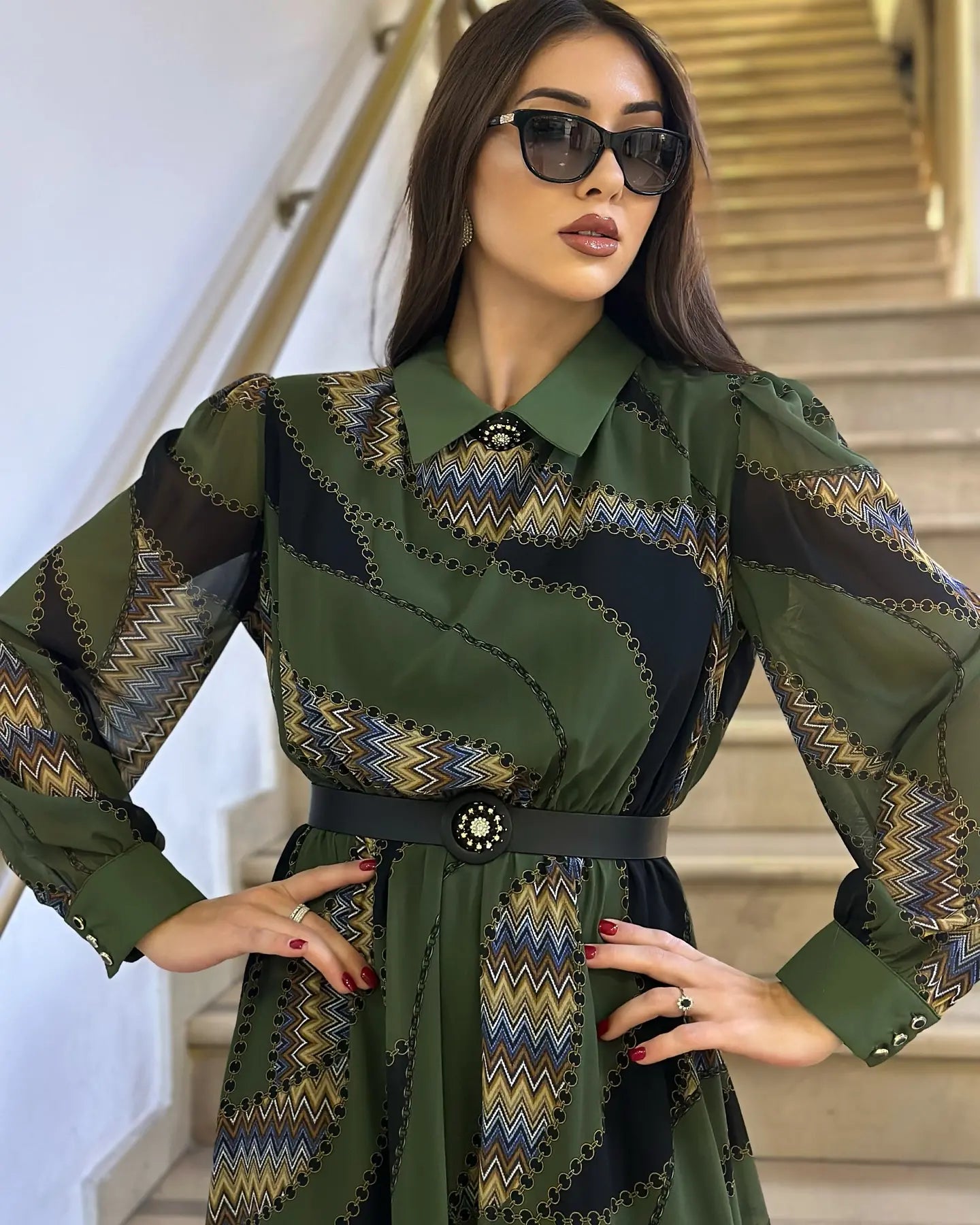 😍Nagyon szép ruha👗[S-5XL]Elegáns ruha fodros ujjakkal