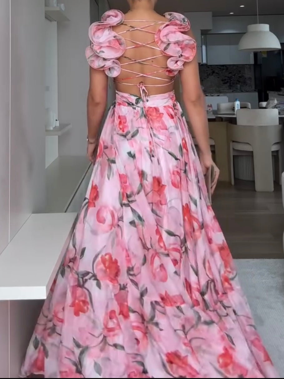 🍓Szexi és elegáns, rakott mintás, pántos ruha