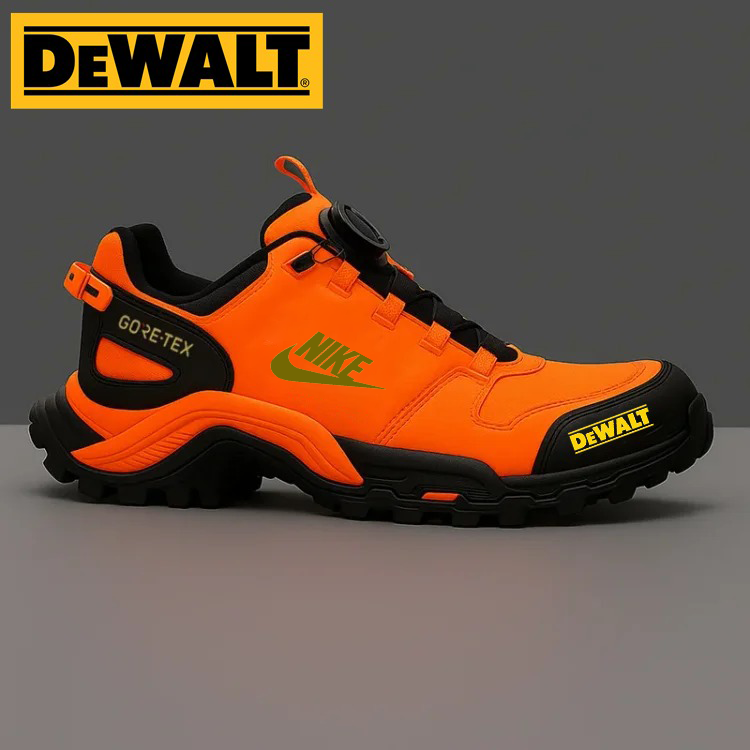 Wodoodporne i oddychające męskie buty robocze i turystyczne marek Nike® i DEWALT idealnie nadają się do pracy i aktywności na świeżym powietrzu.