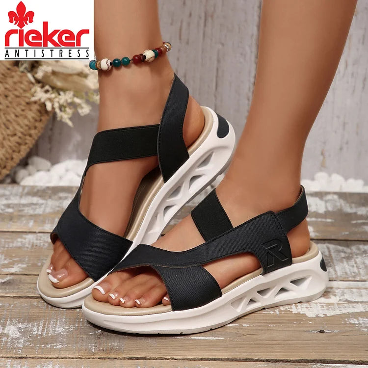 RIEKER@2025 Nyári Lezser Női Szandál Rugalmas Pánttal