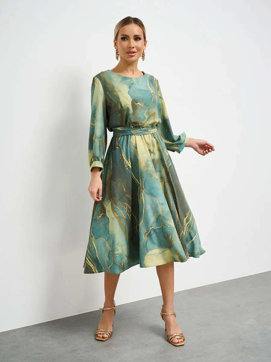 Ruha női női ruha francia hosszú ujjú derékrészben derékkal