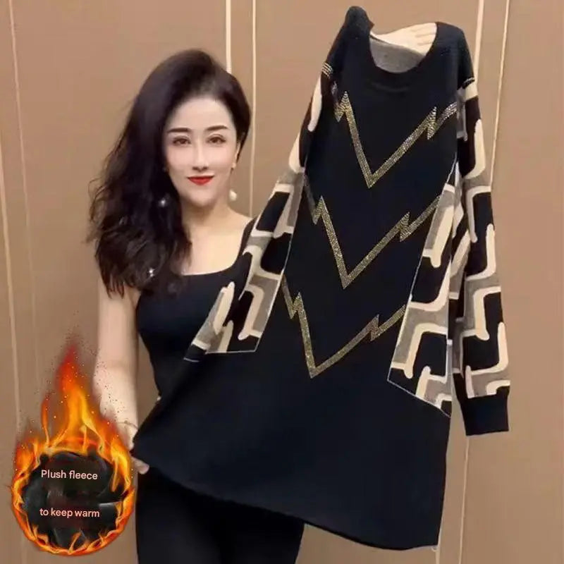 🍁 【M-4XL】 2024 Új őszi-téli divatos kötött pólók mintával