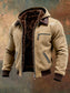 Férfi retró bőrkabát plüss béléssel, meleg, multifunkcionális, sok zsebbel, kültéri tevékenységekhez