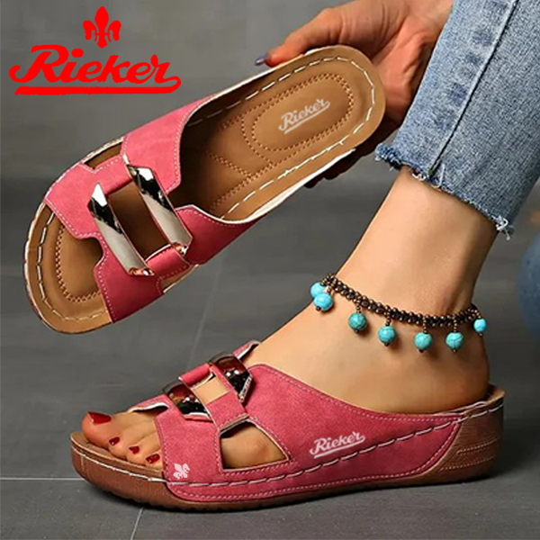 2025-RIEKER Új Női Bebújós Szandál Ékcsattal