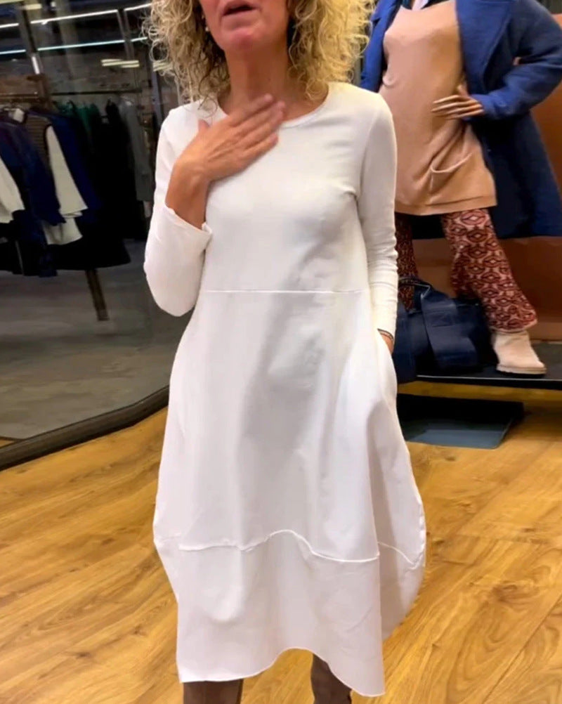 👗✨[S-3XL]Egyszínű hálós hosszú ruha