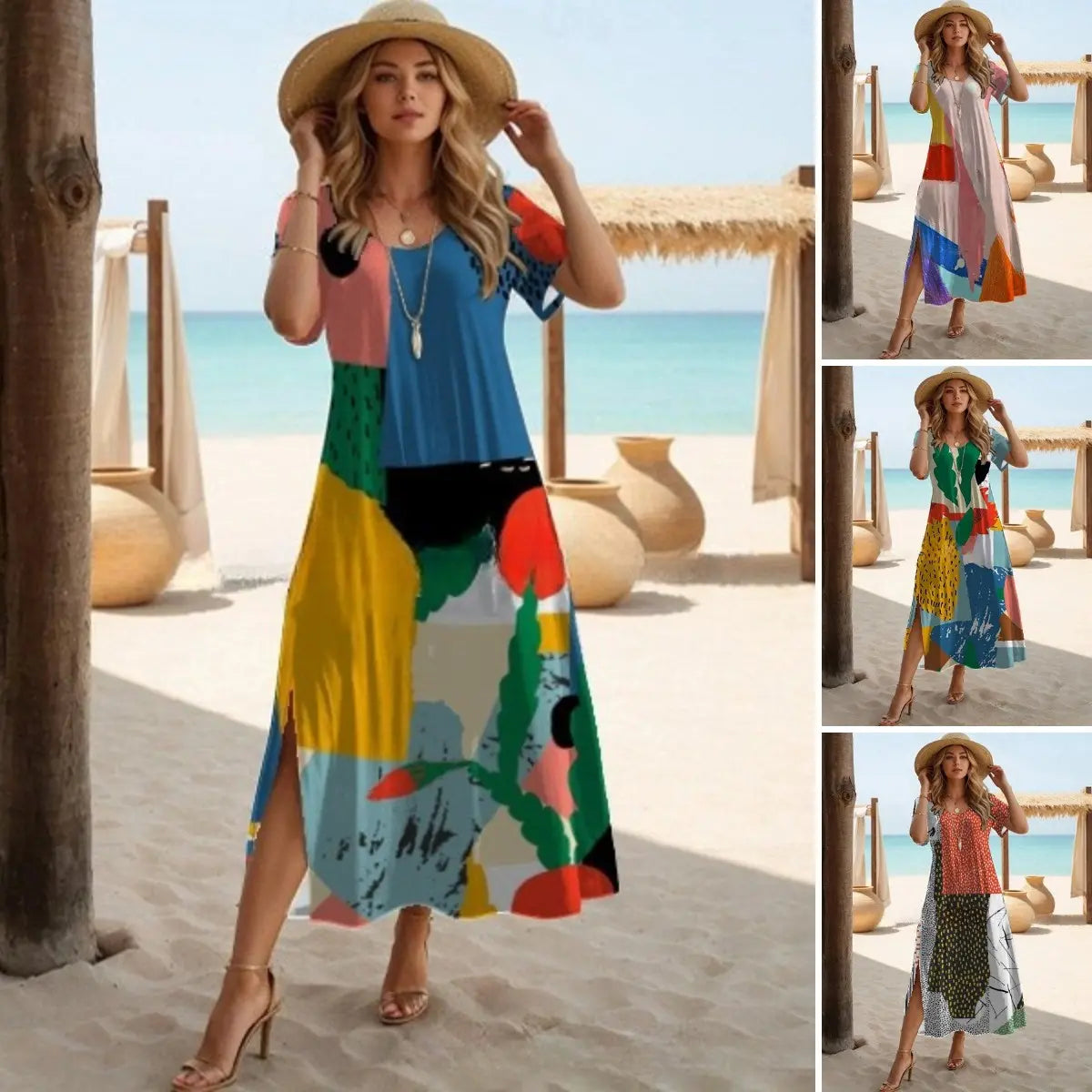 【S-3XL】🌈2024 új, nagy méretű nyomott hosszú ruha