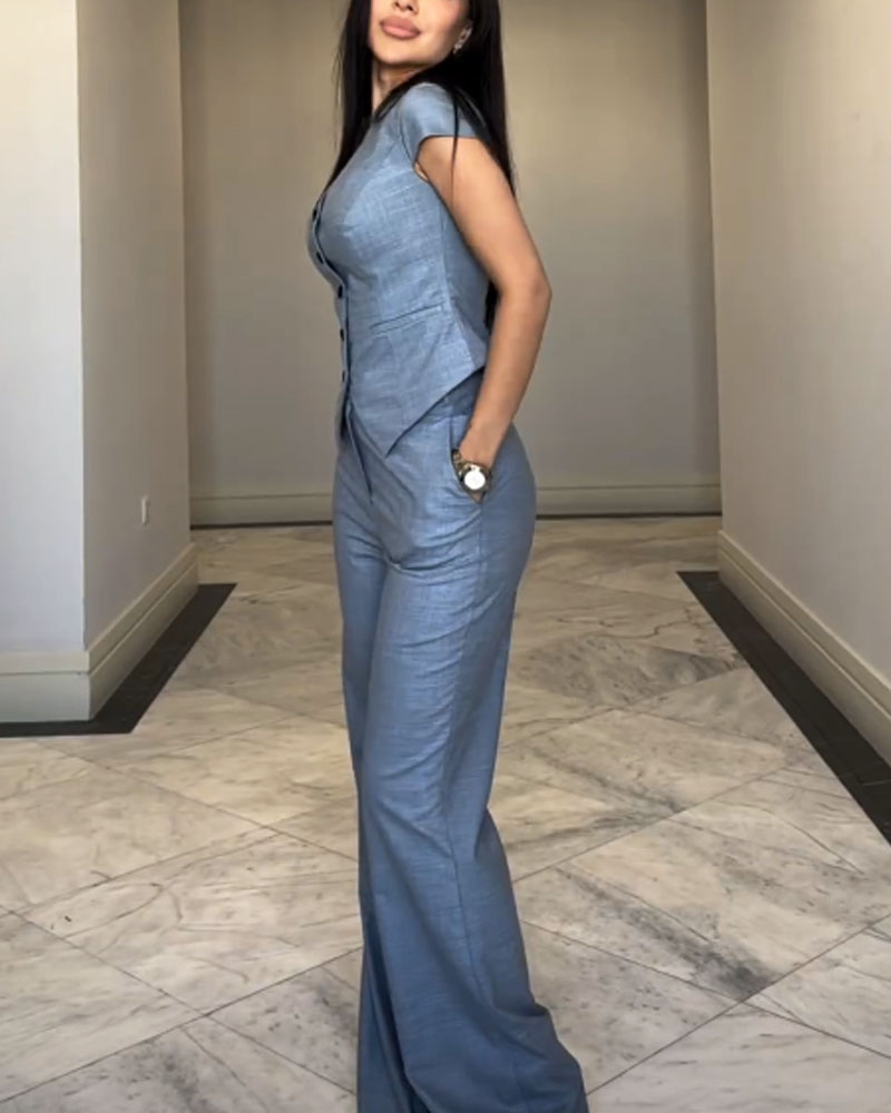 Laura | Vászon blúz és nadrág szett