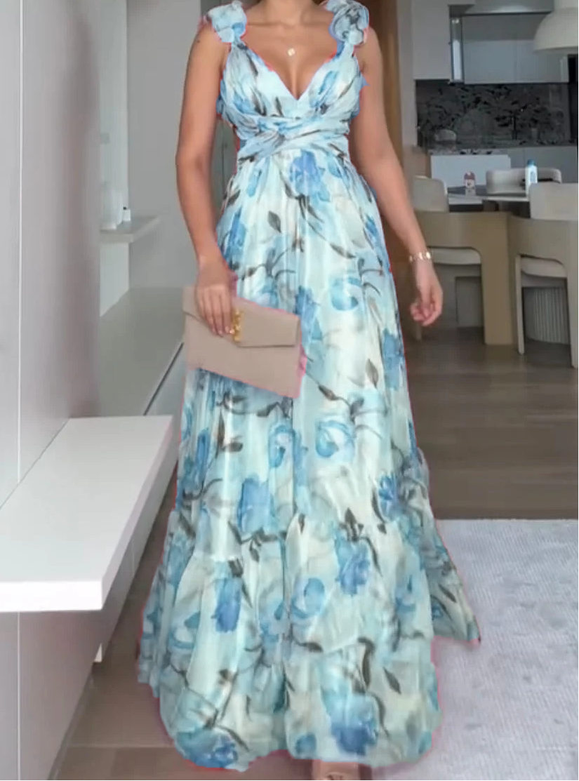 🍓Szexi és elegáns, rakott mintás, pántos ruha