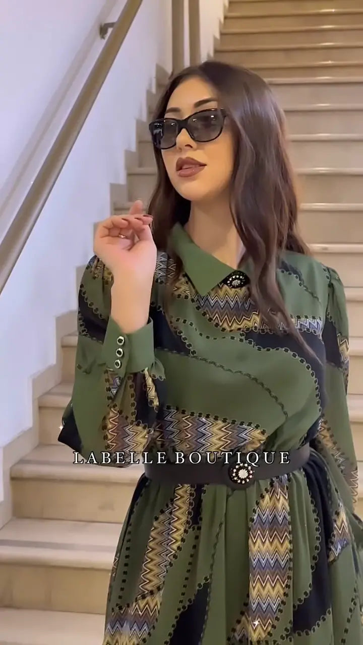 😍Nagyon szép ruha👗[S-5XL]Elegáns ruha fodros ujjakkal