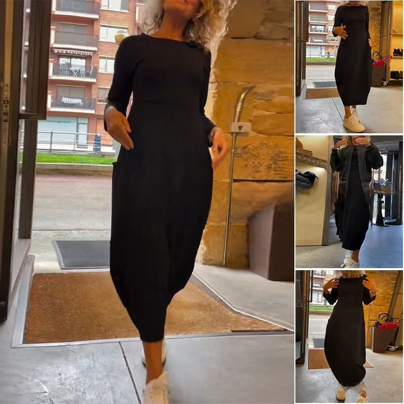 👗✨[S-3XL]Egyszínű hálós hosszú ruha