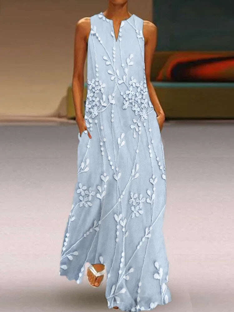 Elegáns és lendületes hosszú ruha virágokkal hímzett csipkével